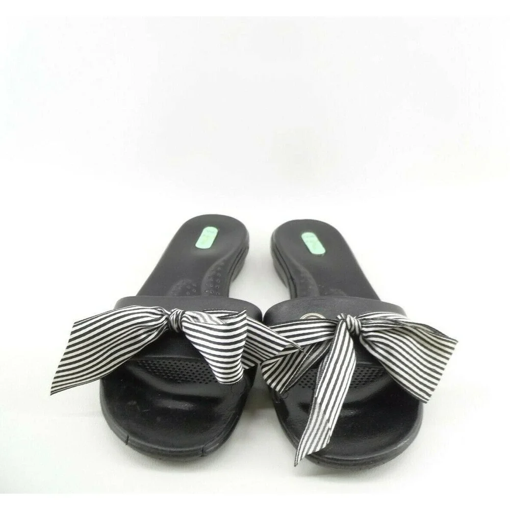 OKA B Okabashi Black Licorice Sandals Slides Rubber with Bow SZ‎ M 6.5-7.5 US